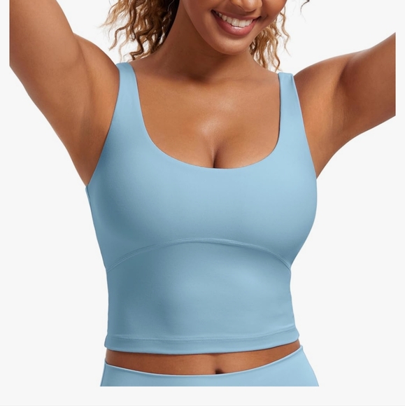 CRZ YOGA Tops - NWT CRZ YOGA Womens Pure Blue Butterluxe U Back Longline Sports Bra